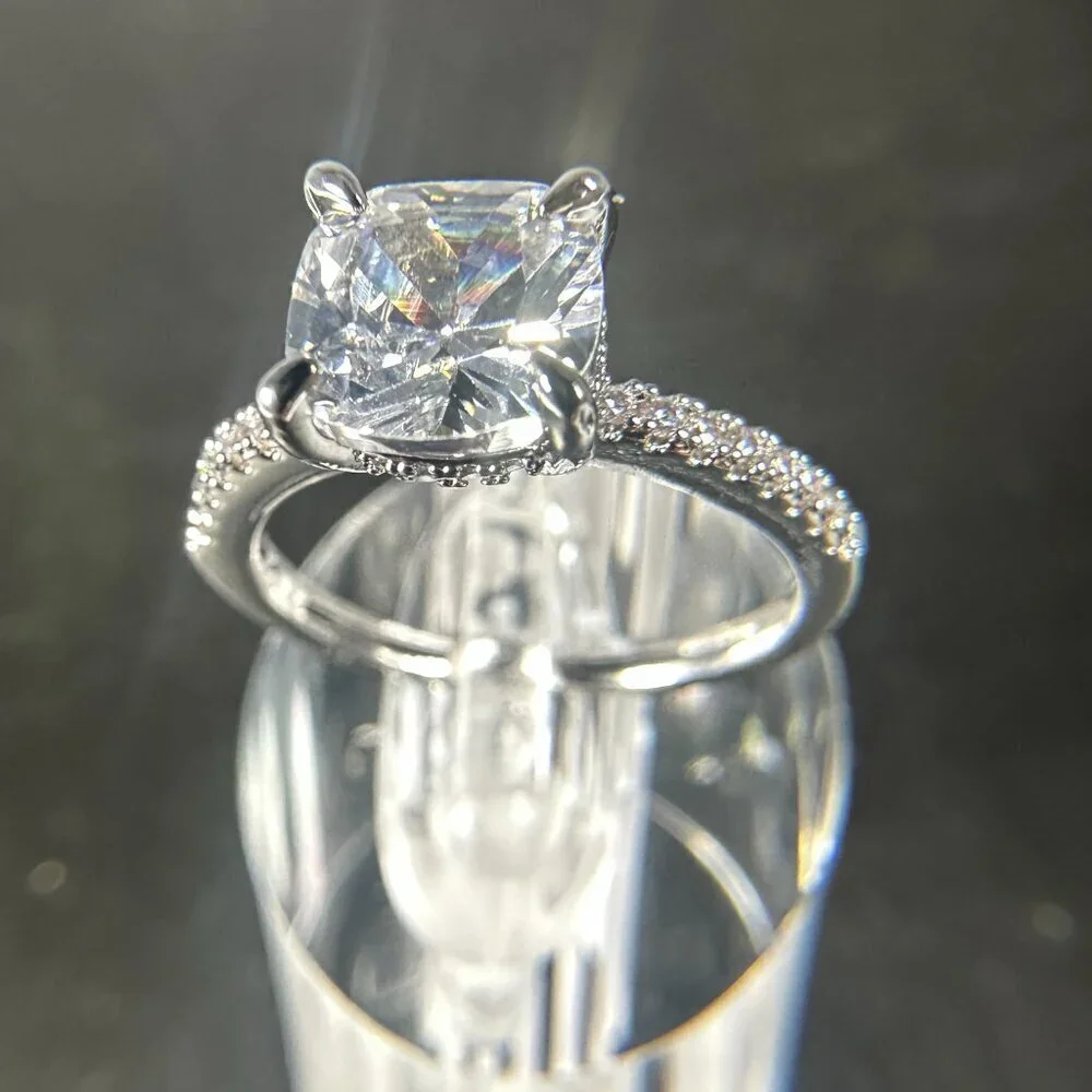 Womens Silver Plated Brass Ring Cubic Zirconia